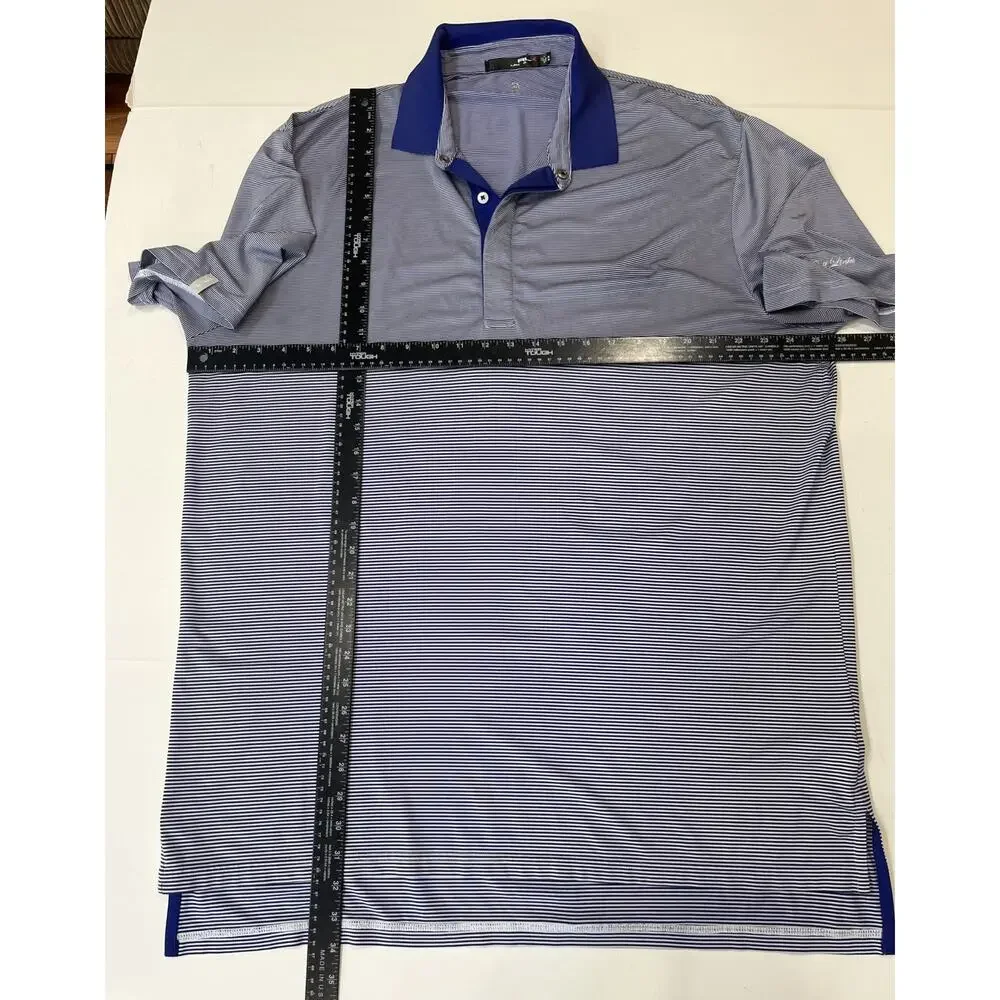 RXL Ralph Lauren Trump Golf Links Arm Logo Men’s Navy Striped Golf Polo XL Tall